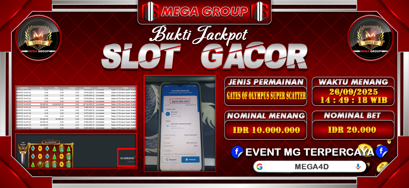 Bukti JP situs Mega4D hari Jumat, 26 September 2025