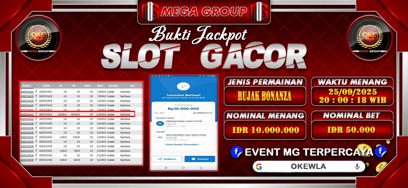 Bukti JP situs Okewla hari Jumat, 26 September 2025