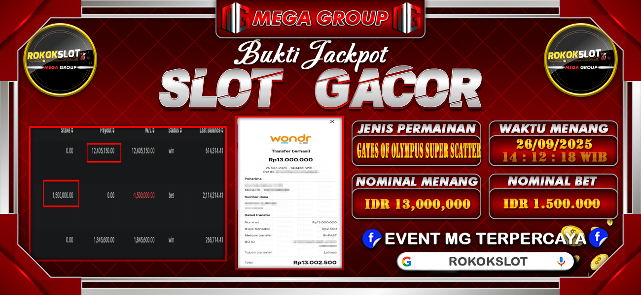 Bukti JP situs Rokokslot hari Jumat, 26 September 2025
