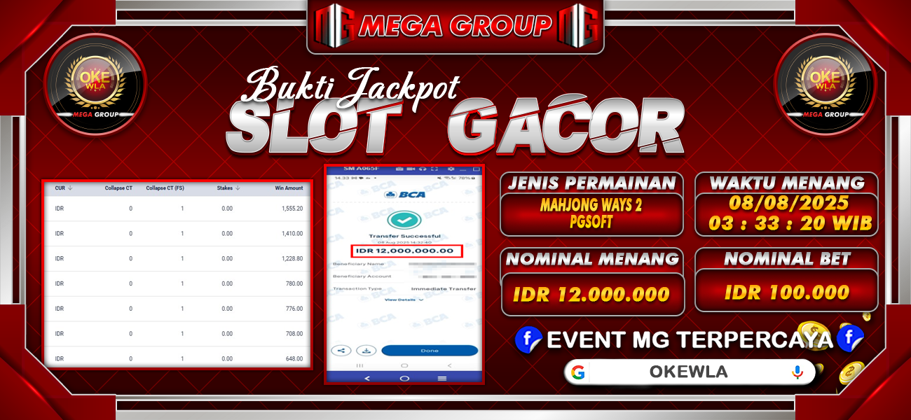 Bukti JP situs Okewla hari Jumat, 08 Agustus 2025