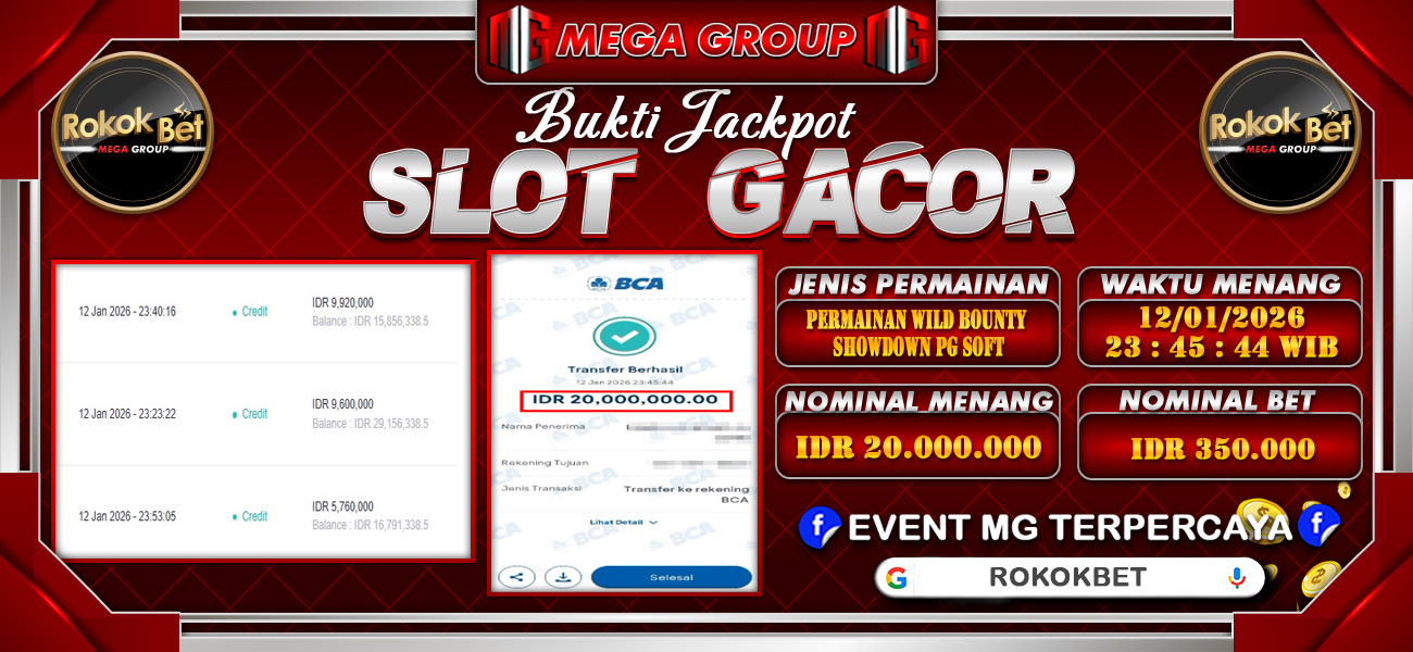 Bukti JP situs Rokokbet hari Senin, 12 Januari 2026