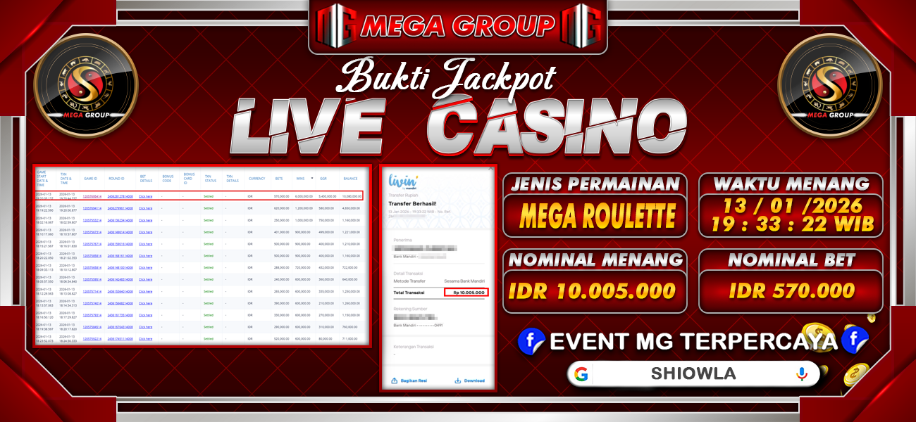 Bukti JP situs Shiowla hari Selasa, 13 Januari 2026