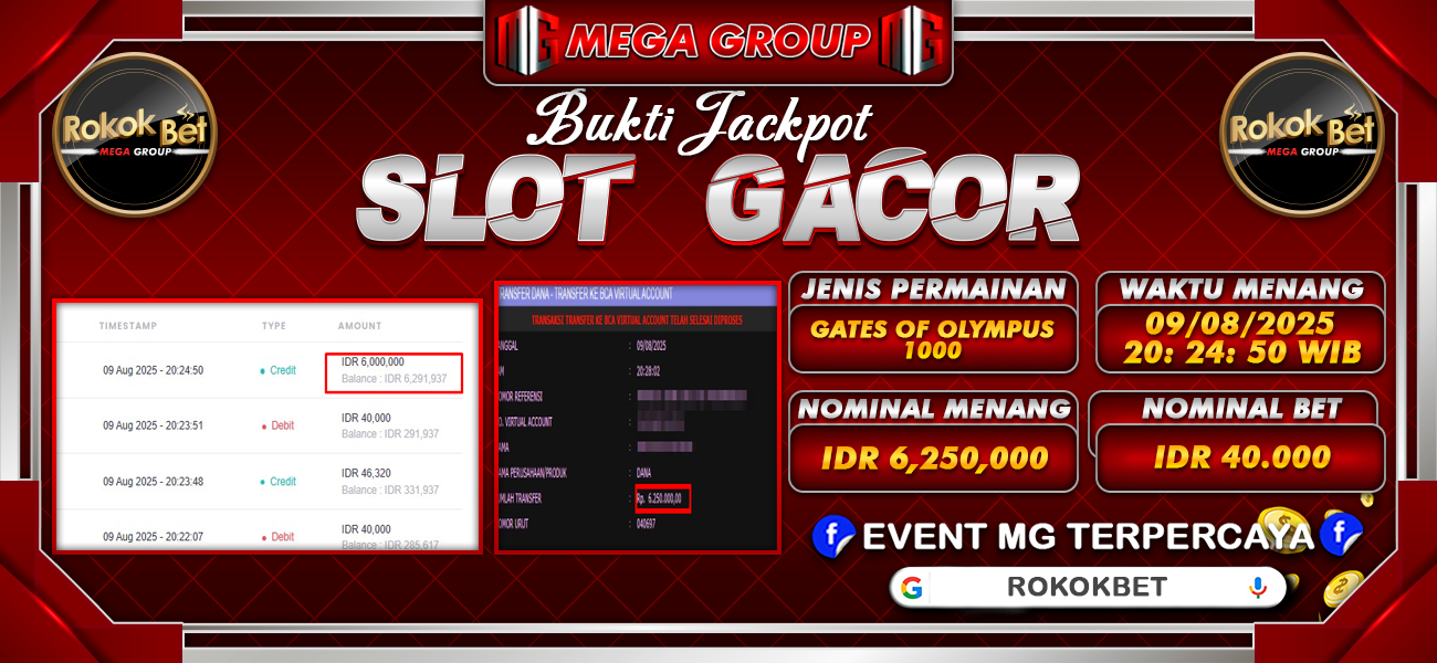 Bukti JP situs Rokokbet hari Sabtu, 09 Agustus 2025