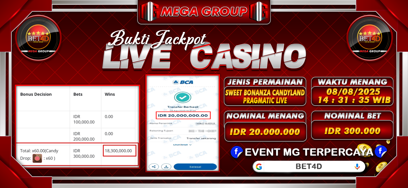 Bukti JP situs Bet4D hari Jumat, 08 Agustus 2025