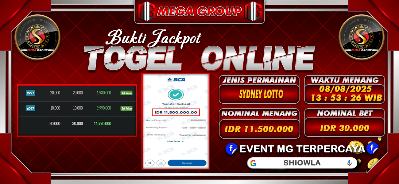 Bukti JP situs Shiowla hari Jumat, 08 Agustus 2025