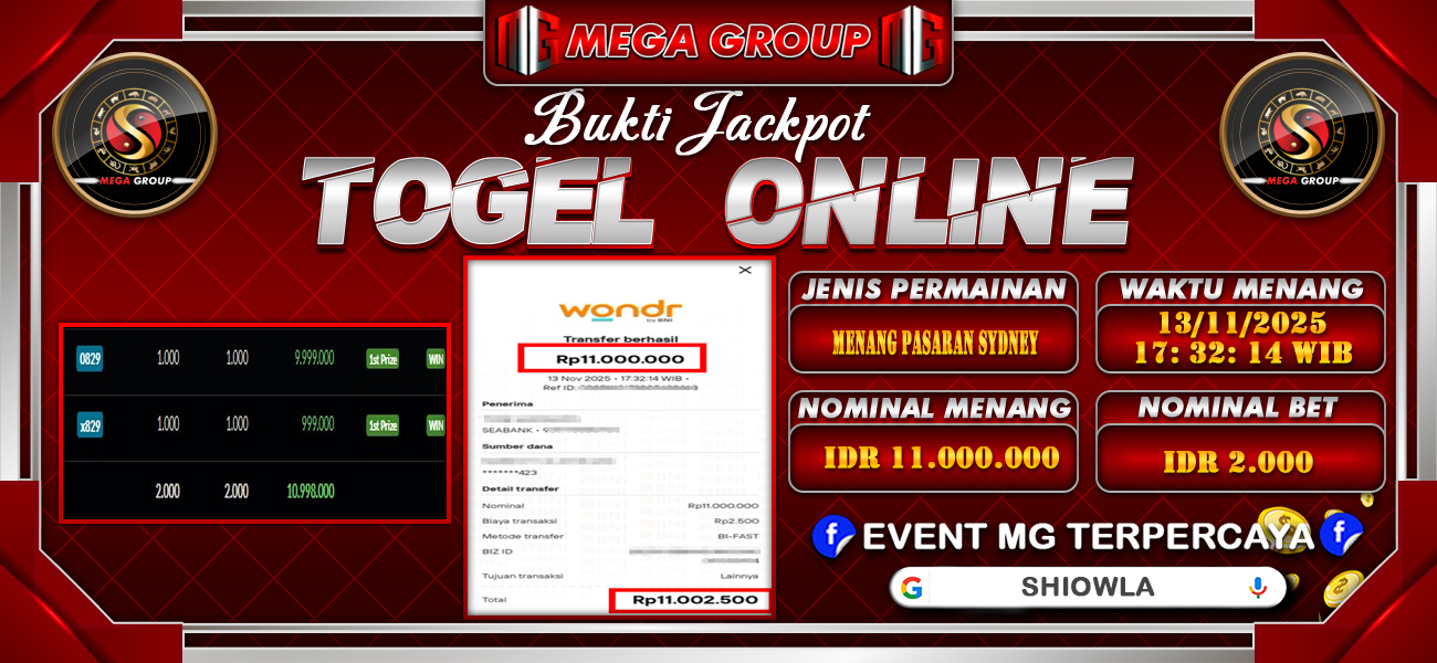 Bukti JP situs Shiowla hari Jumat, 14 November 2025