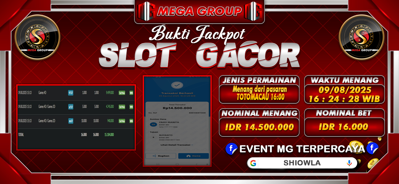 Bukti JP situs Shiowla hari Sabtu, 09 Agustus 2025