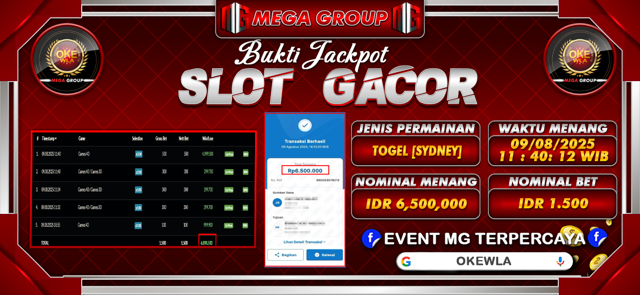 Bukti JP situs Okewla hari Sabtu, 09 Agustus 2025