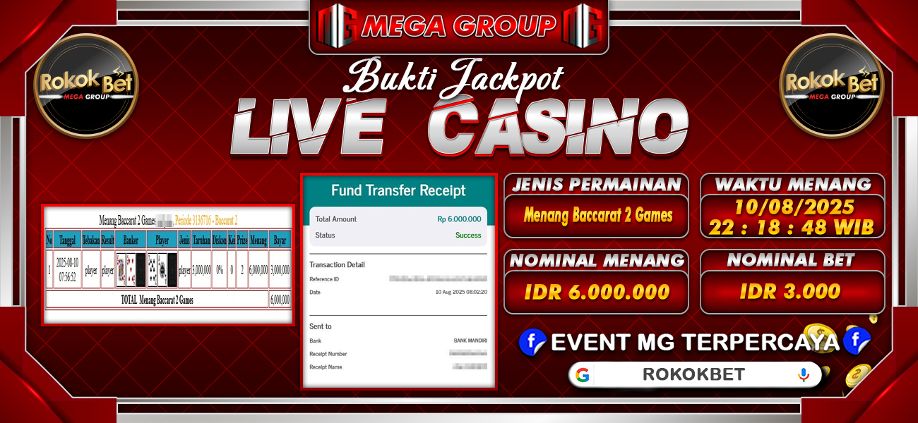 Bukti JP situs Rokokbet hari Minggu, 10 Agustus 2025