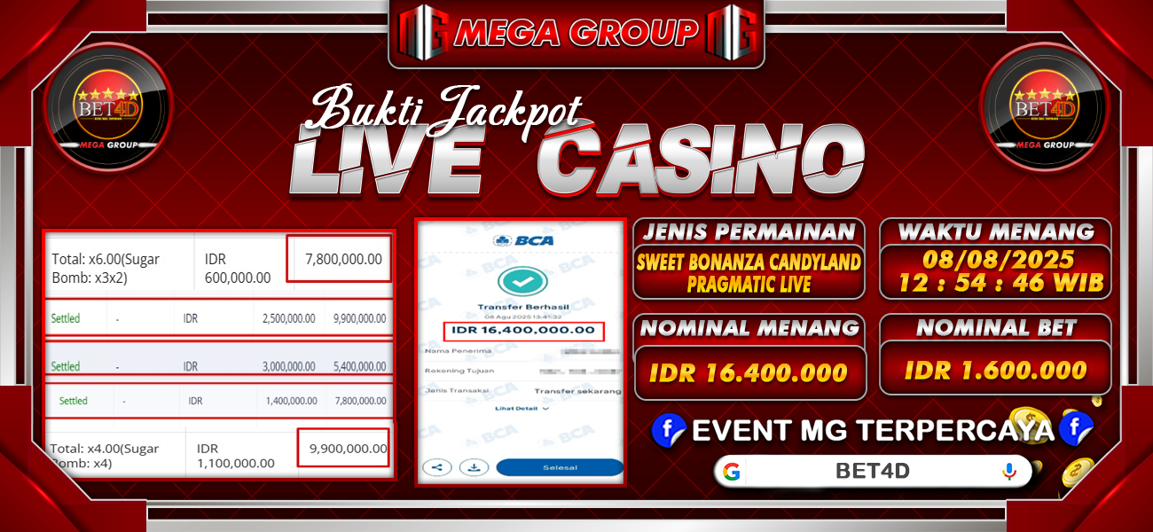Bukti JP situs Bet4D hari Jumat, 08 Agustus 2025